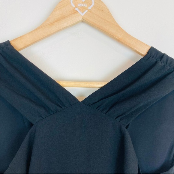 Wilfred Aubrey halter front deep v back black chiffon dress. Size 00 - Picture 4 of 8